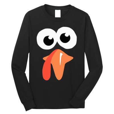 Silly Turkey Face  Funny Thanksgiving Fall Joke Humor Gifts Long Sleeve Shirt