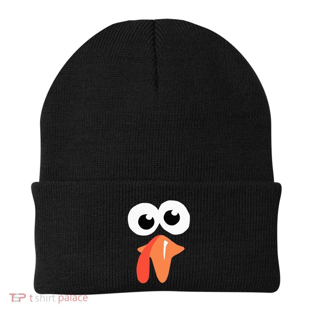 Silly Turkey Face  Funny Thanksgiving Fall Joke Humor Gifts Beanie