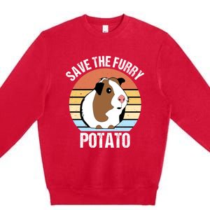 Save The Furry Potato Funny Guinea Pig Premium Crewneck Sweatshirt