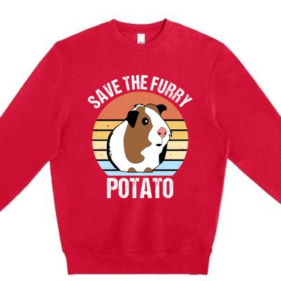 Save The Furry Potato Funny Guinea Pig Premium Crewneck Sweatshirt