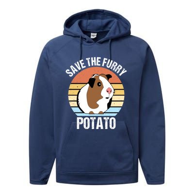 Save The Furry Potato Funny Guinea Pig Performance Fleece Hoodie