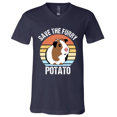 Save The Furry Potato Funny Guinea Pig V-Neck T-Shirt