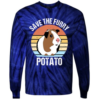 Save The Furry Potato Funny Guinea Pig Tie-Dye Long Sleeve Shirt