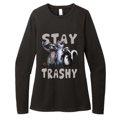 Stay Trashy Funny Raccoon Opossum Skunk Womens CVC Long Sleeve Shirt