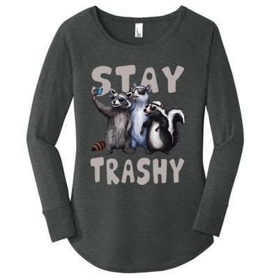 Stay Trashy Funny Raccoon Opossum Skunk Women's Perfect Tri Tunic Long Sleeve Shirt