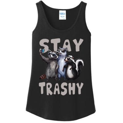 Stay Trashy Funny Raccoon Opossum Skunk Ladies Essential Tank