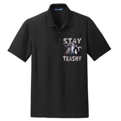 Stay Trashy Funny Raccoon Opossum Skunk Dry Zone Grid Polo