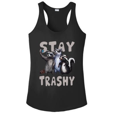 Stay Trashy Funny Raccoon Opossum Skunk Ladies PosiCharge Competitor Racerback Tank