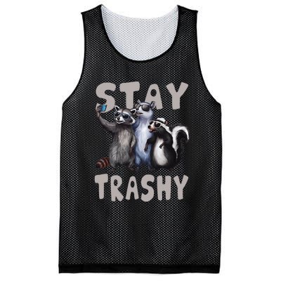 Stay Trashy Funny Raccoon Opossum Skunk Mesh Reversible Basketball Jersey Tank