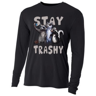 Stay Trashy Funny Raccoon Opossum Skunk Cooling Performance Long Sleeve Crew