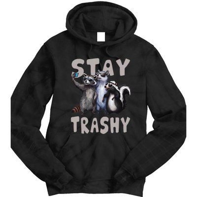 Stay Trashy Funny Raccoon Opossum Skunk Tie Dye Hoodie