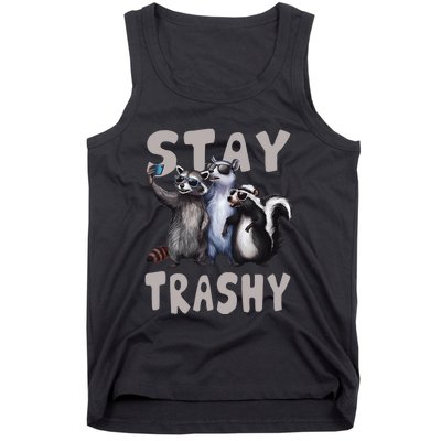 Stay Trashy Funny Raccoon Opossum Skunk Tank Top