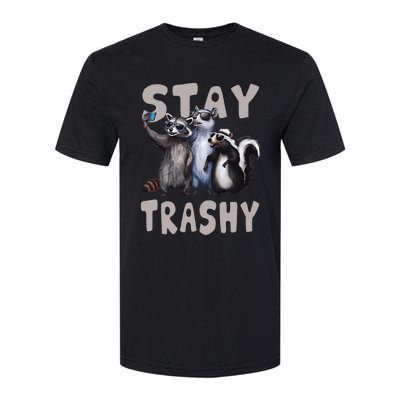 Stay Trashy Funny Raccoon Opossum Skunk Softstyle CVC T-Shirt