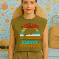 Save The Floaty Potatoes Garment-Dyed Women's Muscle Tee