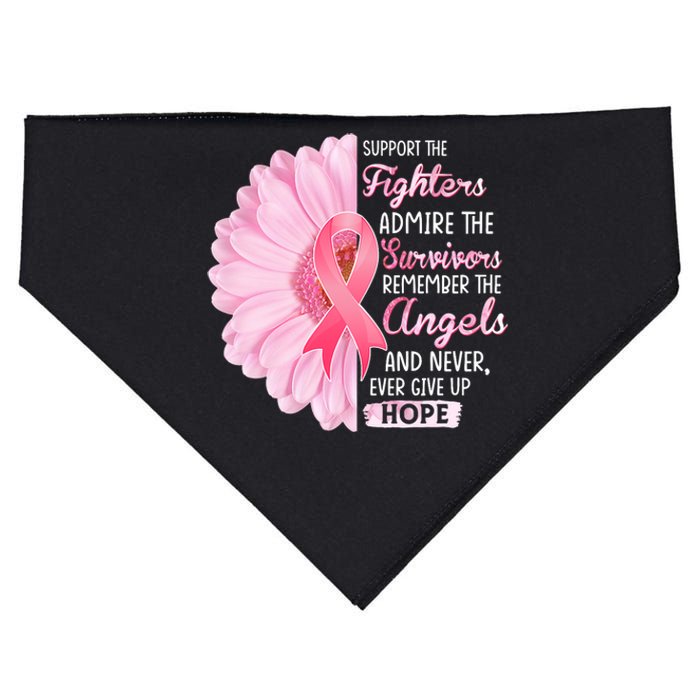 Support The Fighters Admire The Survivors Breast Cancer USA-Made Doggie Bandana