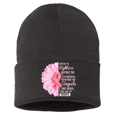 Support The Fighters Admire The Survivors Breast Cancer Sustainable Knit Beanie