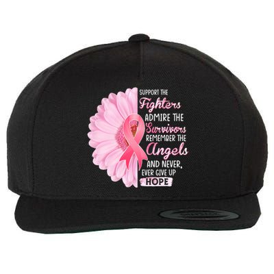 Support The Fighters Admire The Survivors Breast Cancer Wool Snapback Cap