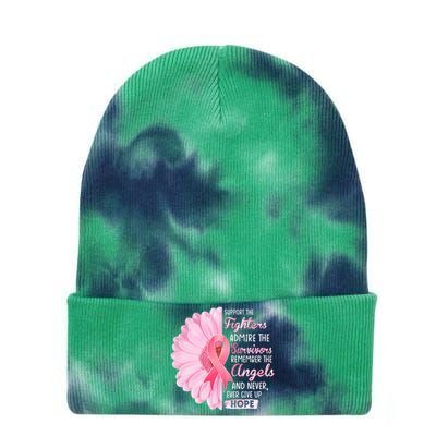 Support The Fighters Admire The Survivors Breast Cancer Tie Dye 12in Knit Beanie