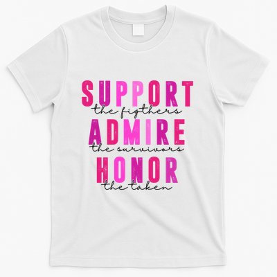 Support The Fighter Admire The Survivor Honor The Taken Cancer Awareness T-Shirt