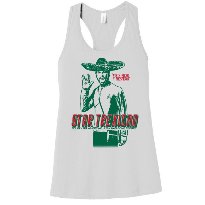 Star Trexican Funny Mexican Parody Prosperar Women's Racerback Tank