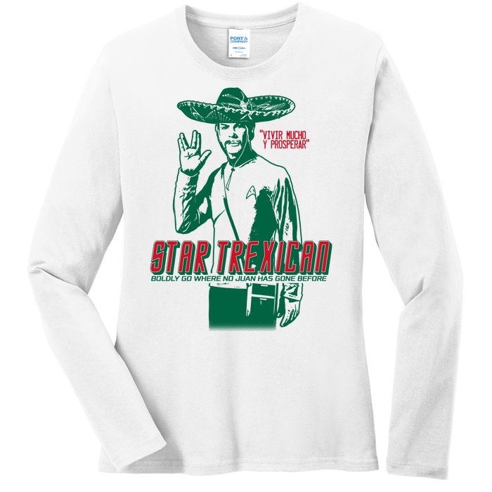 Star Trexican Funny Mexican Parody Prosperar Ladies Long Sleeve Shirt