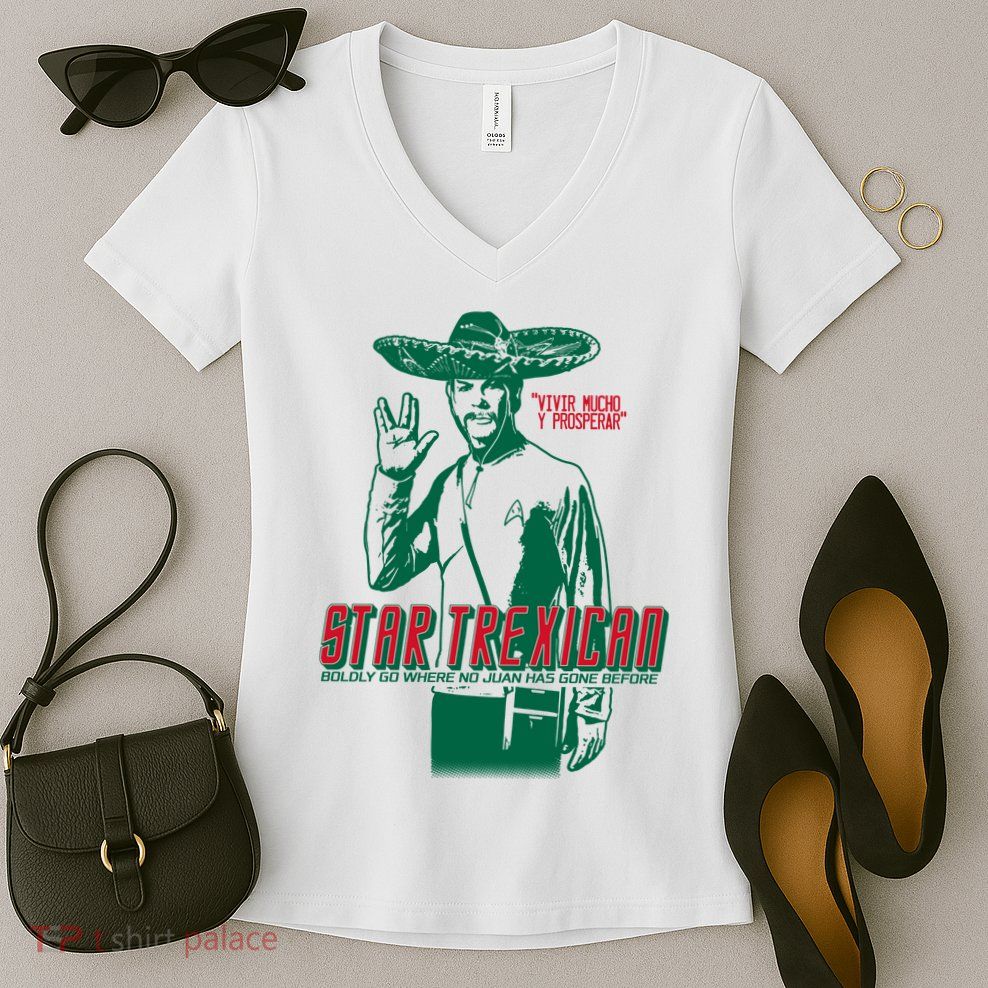 Star Trexican Funny Mexican Parody Prosperar Women's V-Neck T-Shirt