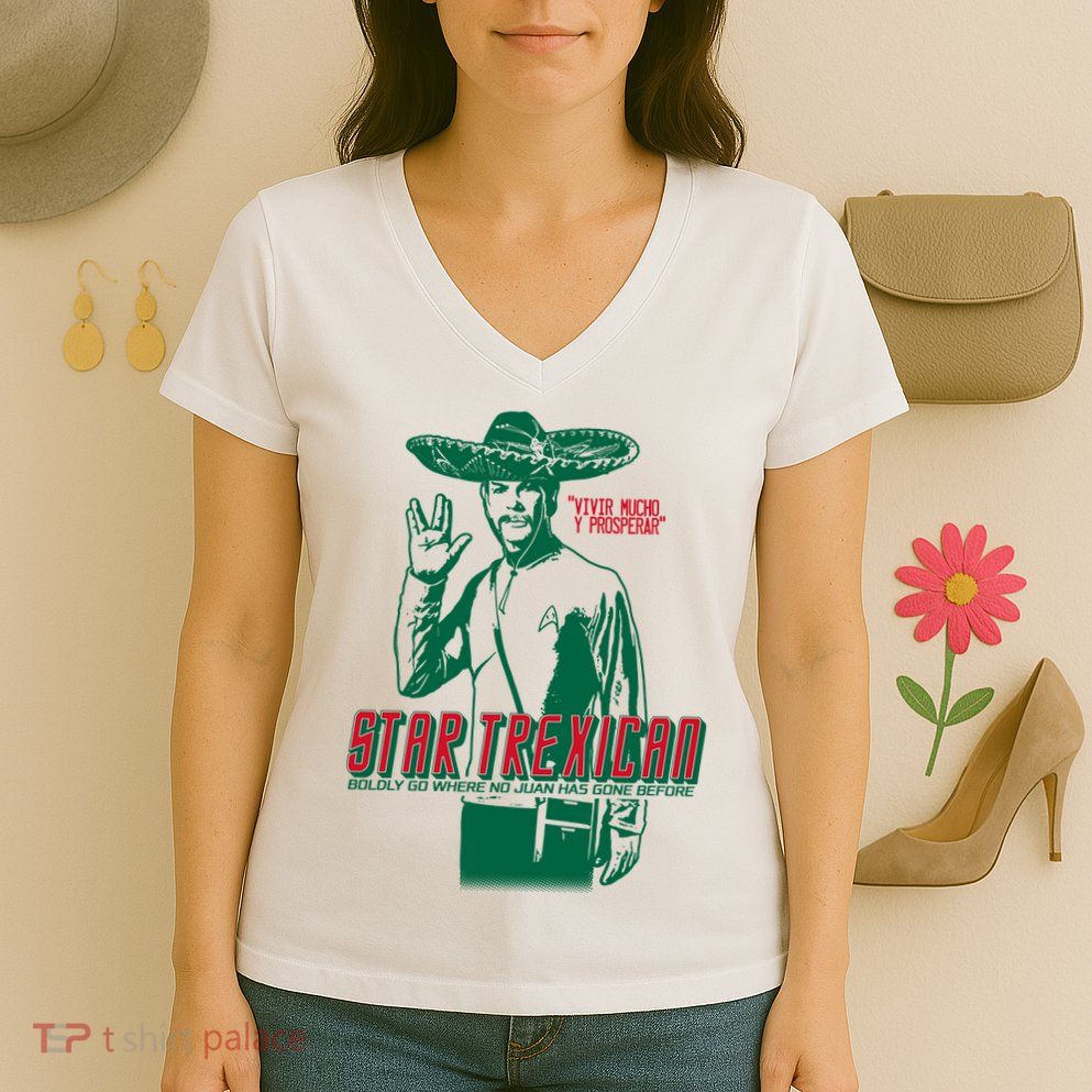 Star Trexican Funny Mexican Parody Prosperar Women's V-Neck T-Shirt