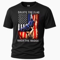 Salute The Flag Back The Badge Flag Police Hand Cooling Performance Crew T-Shirt