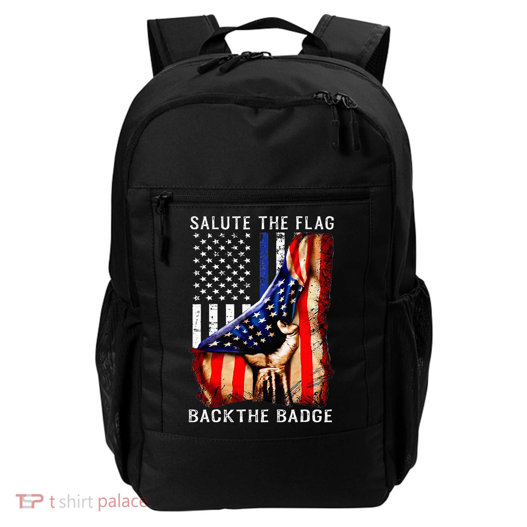 Salute The Flag Back The Badge Flag Police Hand Backpack