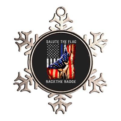 Salute The Flag Back The Badge Flag Police Hand Metallic Star Ornament