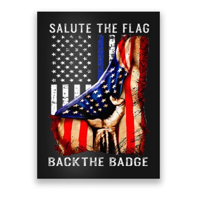 Salute The Flag Back The Badge Flag Police Hand Poster