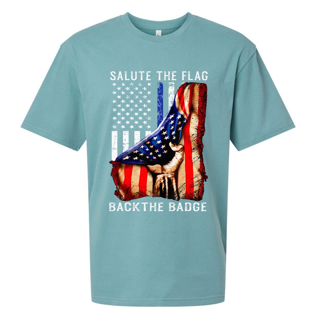 Salute The Flag Back The Badge Flag Police Hand Sueded Cloud Jersey T-Shirt
