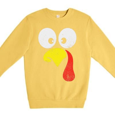 Silly Turkey Face Family Thanksgiving Dinner Gift Premium Crewneck Sweatshirt