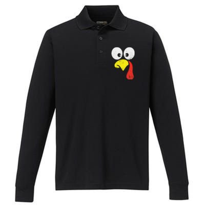 Silly Turkey Face Family Thanksgiving Dinner Gift Performance Long Sleeve Polo