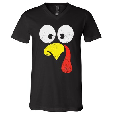 Silly Turkey Face Family Thanksgiving Dinner Gift V-Neck T-Shirt