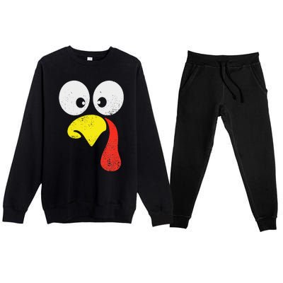 Silly Turkey Face Family Thanksgiving Dinner Gift Premium Crewneck Sweatsuit Set