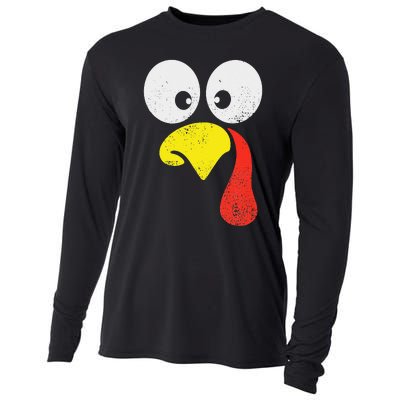 Silly Turkey Face Family Thanksgiving Dinner Gift Cooling Performance Long Sleeve Crew