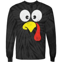 Silly Turkey Face Family Thanksgiving Dinner Gift Tie-Dye Long Sleeve Shirt