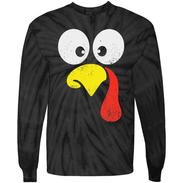 Silly Turkey Face Family Thanksgiving Dinner Gift Tie-Dye Long Sleeve Shirt