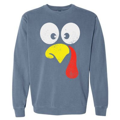 Silly Turkey Face Family Thanksgiving Dinner Gift Garment-Dyed Sweatshirt