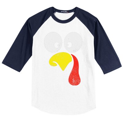 Silly Turkey Face Family Thanksgiving Dinner Gift Baseball Sleeve Shirt