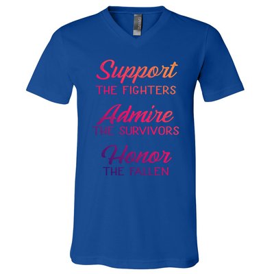 Support The Fighters Admire The Survivors Honor The Fallen Cute Gift V-Neck T-Shirt