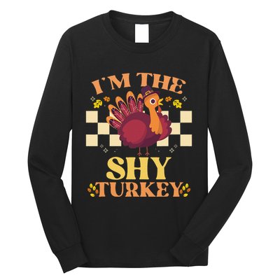 Shy Turkey Funny Matching Thanksgiving Outfit Family Couple Long Sleeve Shirt