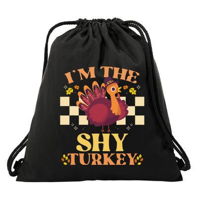 Shy Turkey Funny Matching Thanksgiving Outfit Family Couple Drawstring Bag