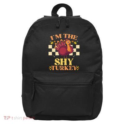 Shy Turkey Funny Matching Thanksgiving Outfit Family Couple 16 in Basic Backpack