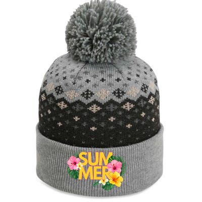 Summer Tropical Floral The Baniff Cuffed Pom Beanie