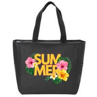 Summer Tropical Floral Zip Tote Bag