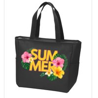 Summer Tropical Floral Zip Tote Bag
