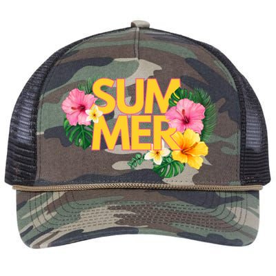 Summer Tropical Floral Retro Rope Trucker Hat Cap