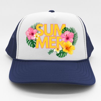 Summer Tropical Floral Trucker Hat